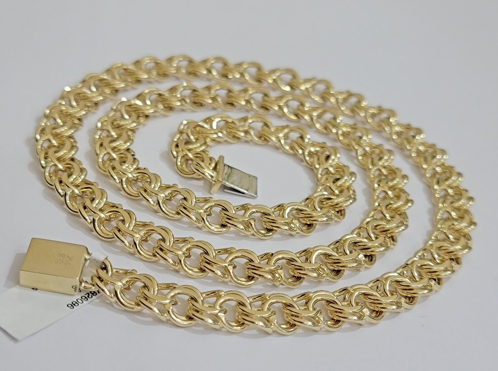 10k Yellow Gold Chain Chino Necklace Solid Link 9mm 20 Inch Real 10kt Box Clasp - GoldenlinQ